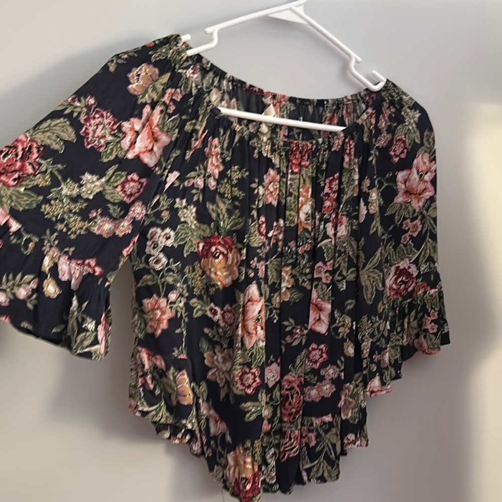 Hippie Laundry Navy Blue Floral Blouse